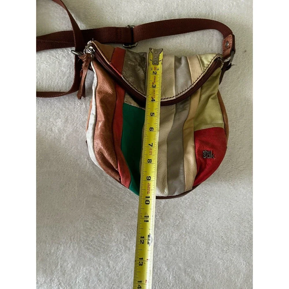 THE SAK Patchwork Multicolor Leather Hobo Crossbody Shoulder Purse Boho Hippie